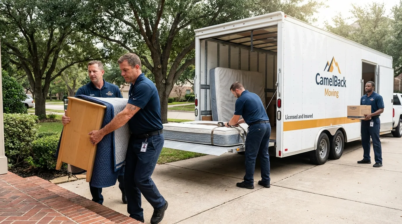 Crew loading residential truck for cross-state move from Newbury, NH